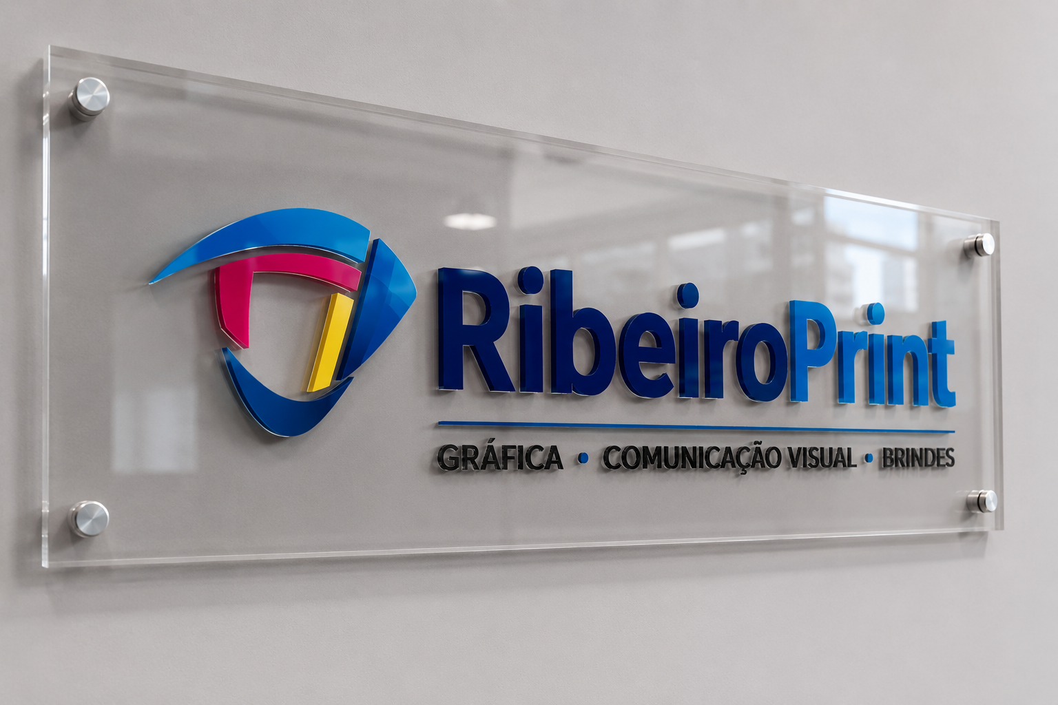 Placa em acrílico com letras em acrílico